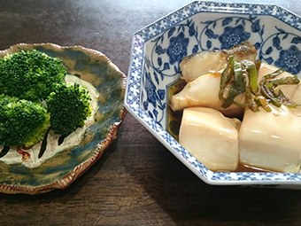 鱈の湯豆腐、ブロッコリー