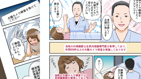 漫画でわかる⼤腸カメラ検査