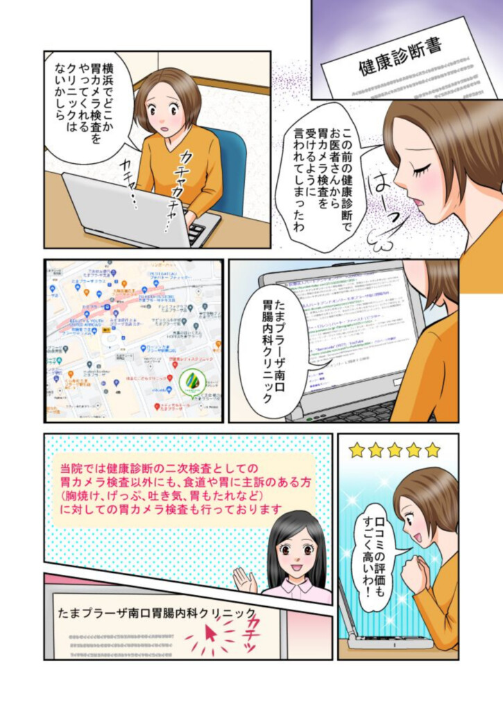 漫画でわかる胃カメラ検査 たまプラーザ南口胃腸内科クリニック 消化器内視鏡横浜青葉区院